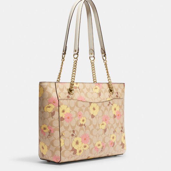 Coach Cammie Chain Tote In Signature Canvas With Floral Cluster Print - Picture 6 of 16